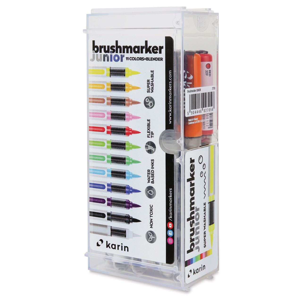 Karin Brushmarker Pro Junior Washable Markers - Assorted Colors, Set of 12